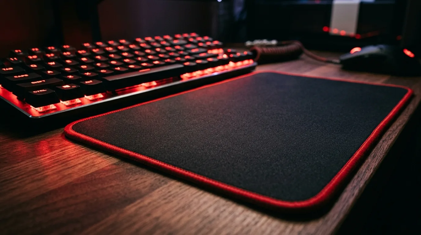 Branded mousepad on a gaming desk