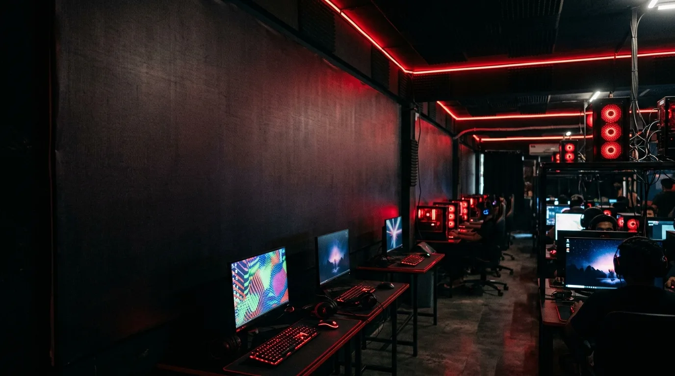 Wall wrap panel inside a gaming café